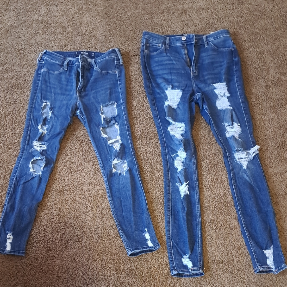 Hollister Blue Ripped Skinny Jeans